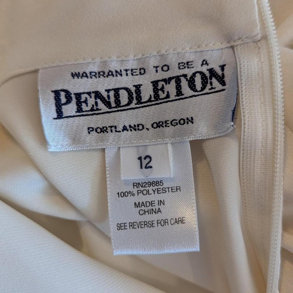 Vintage Pendleton Ivory Satin Draped Cowl Neck Blouse Size 12 - Picture 6 of 7